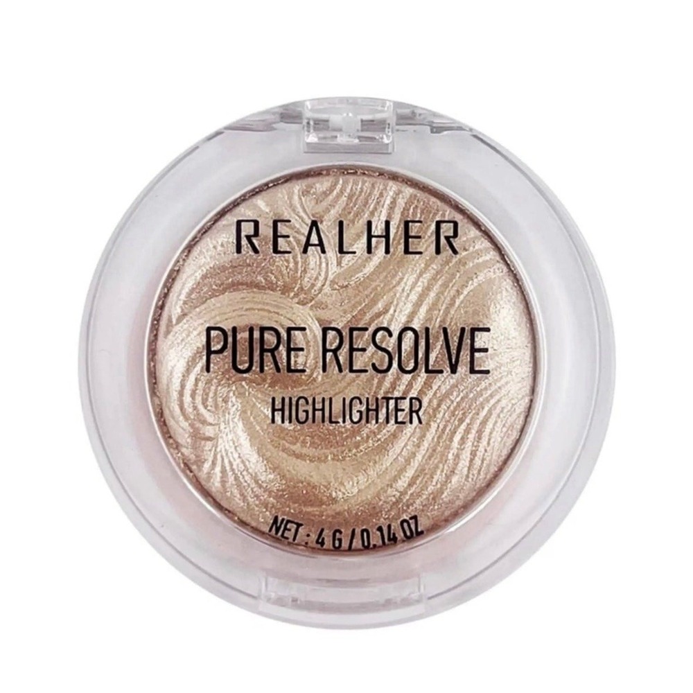Pure Resolve Highlighter by the brand REALHER. It is a 4g (0.14 oz) pressed powd